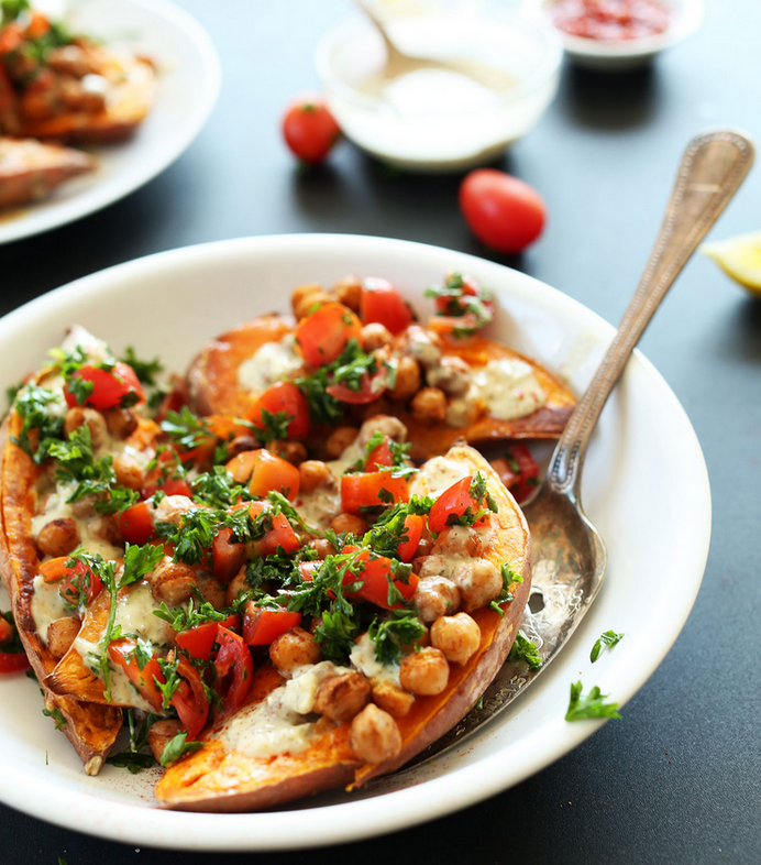 Mediterranean Baked Sweet Potatoes recipe